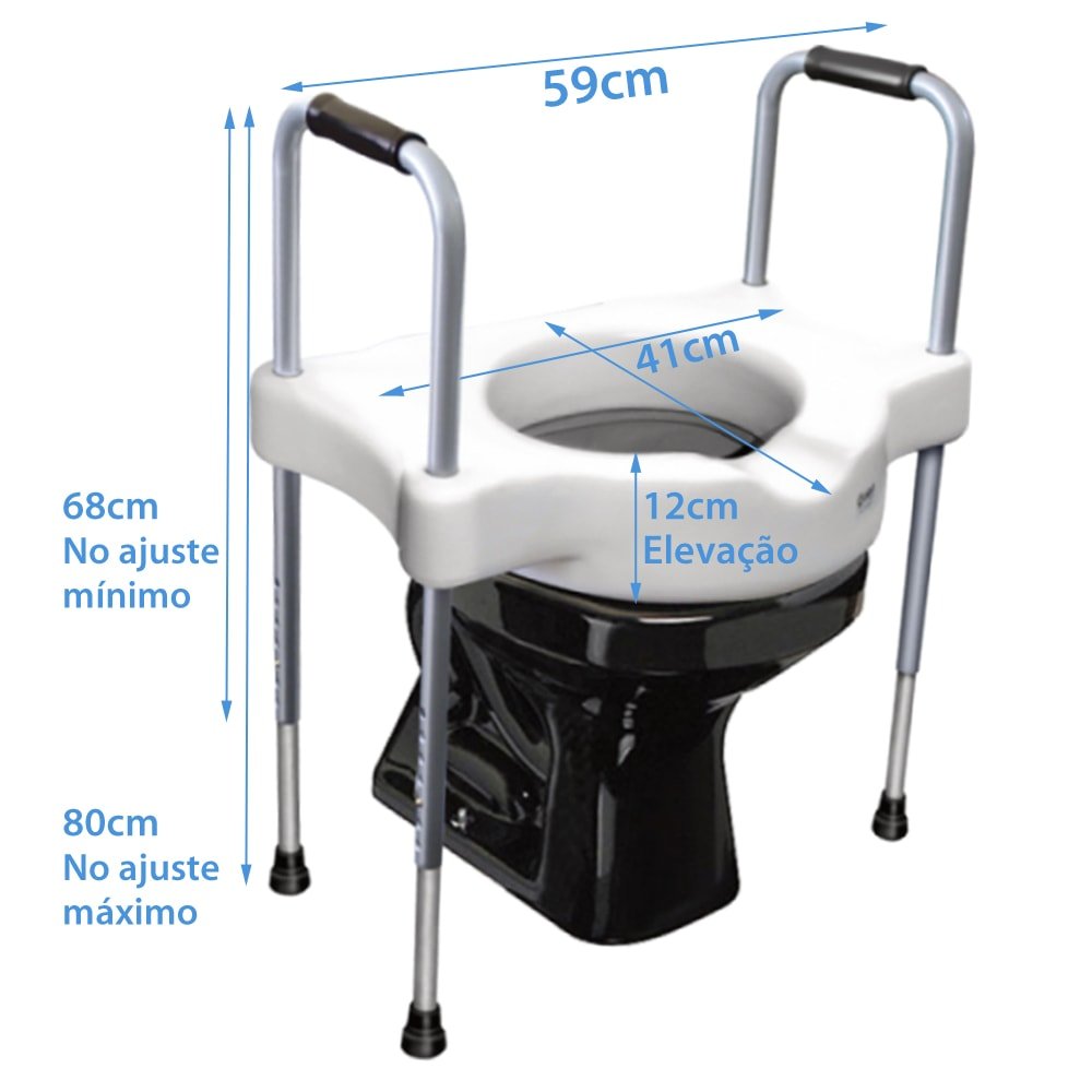 Assento Sanitário Elevado com Alças Reguláveis SIT V Carci - FisioStore