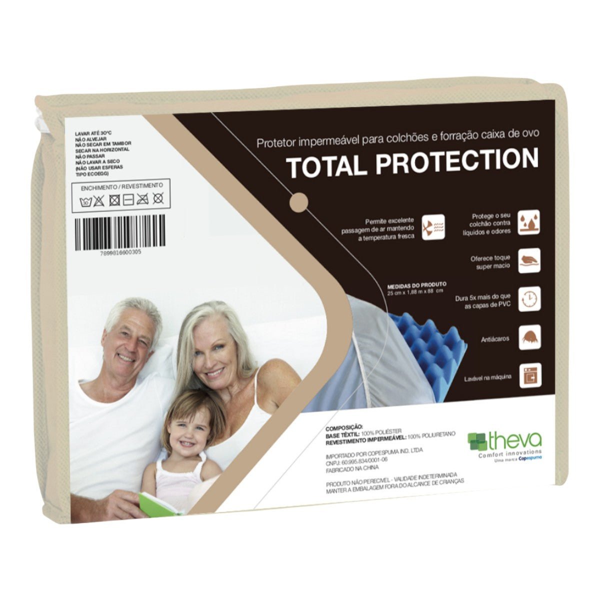 Capa Impermeável para Colchão Total Protection Theva - FisioStore
