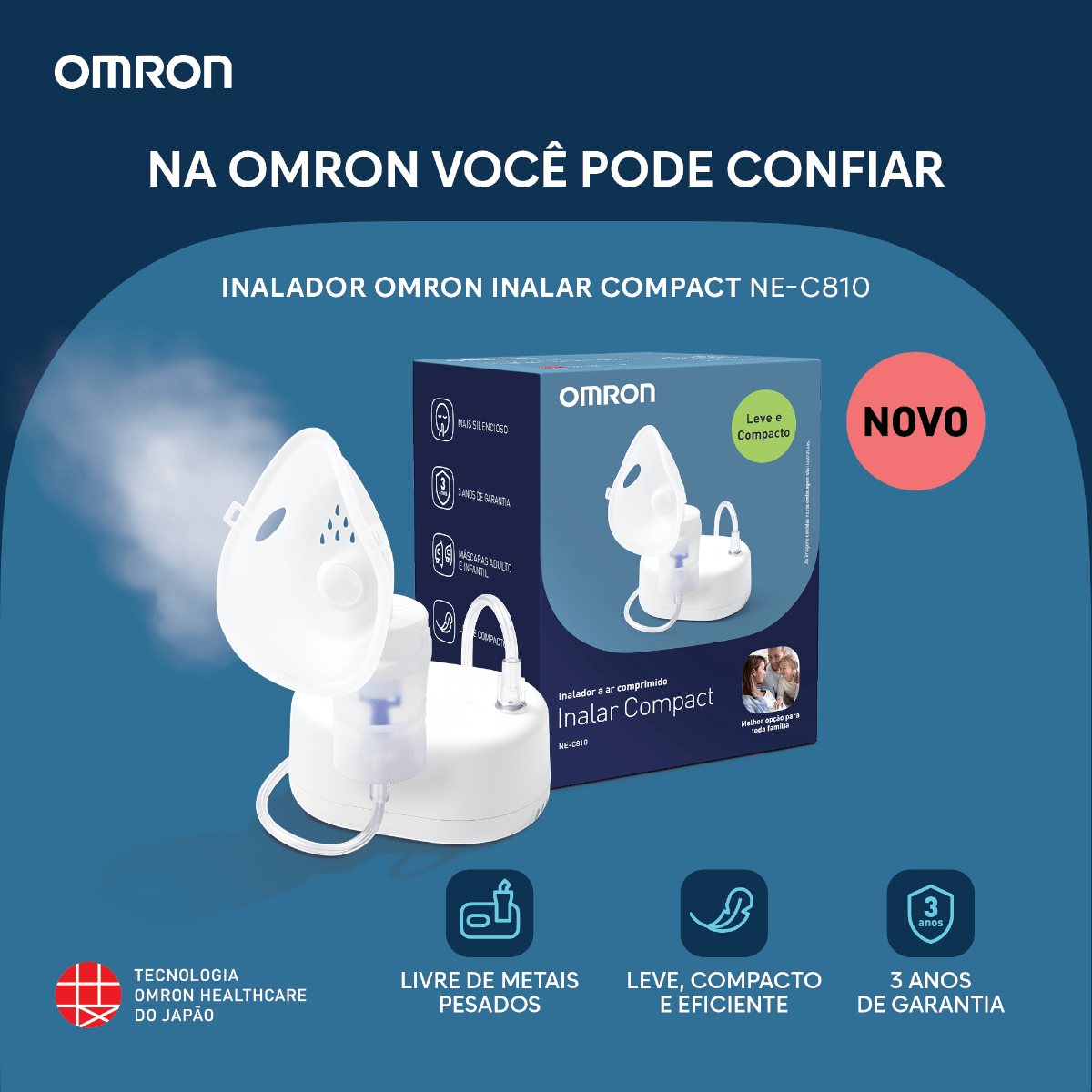 Inalador e Nebulizador Inalar Compact Omron NE-C810 - FisioStore