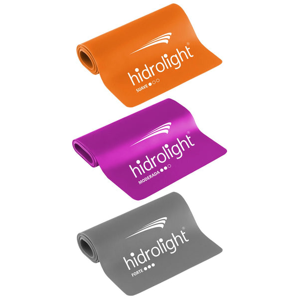 Kit com 3 Faixas Elásticas para Exercícios Hidrolight - FisioStore