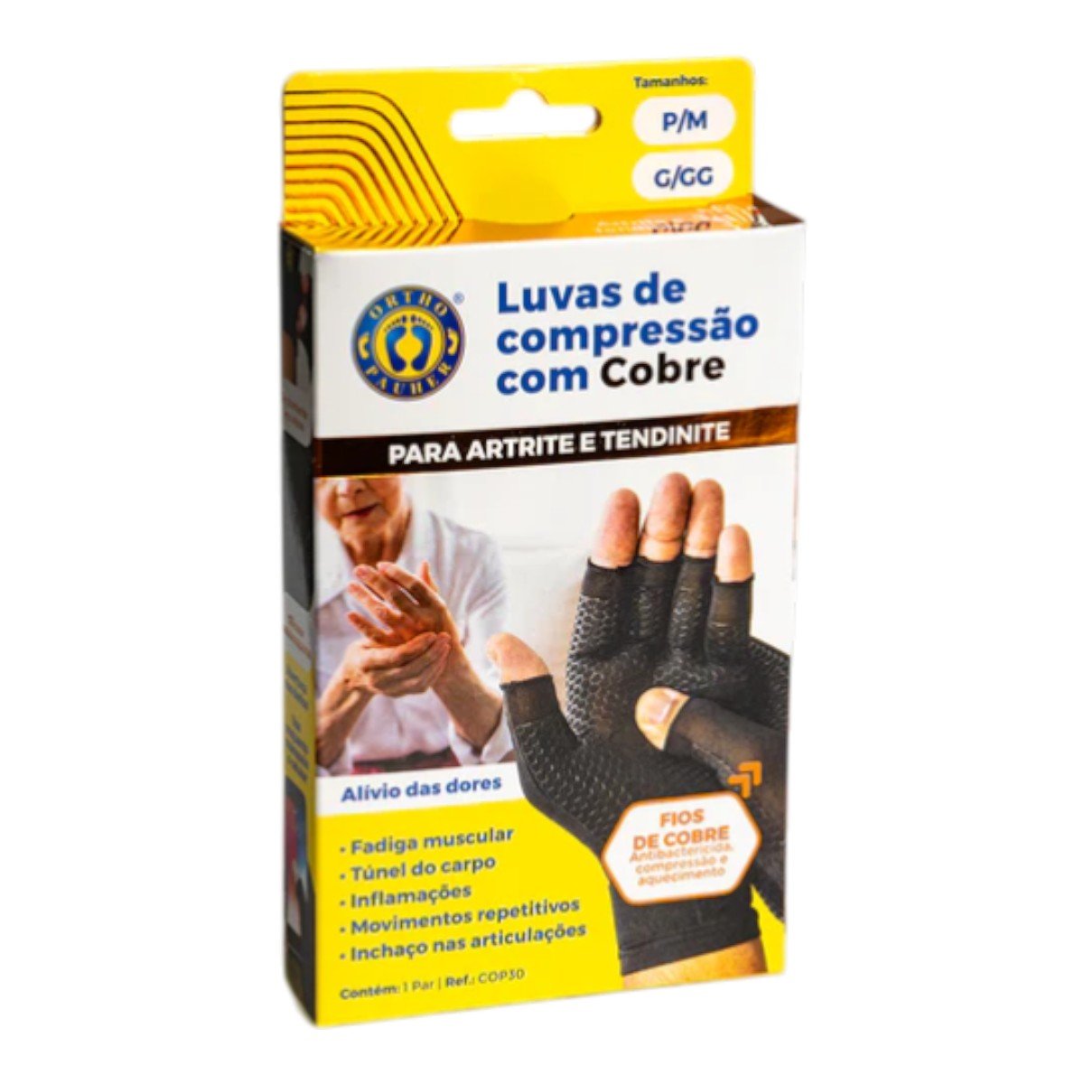 Luva de Compressão com Cobre Ortho Pauher COP30 - FisioStore