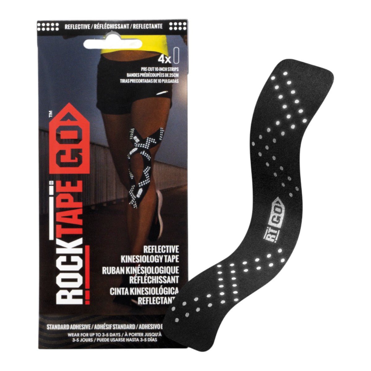 Rocktape GO Refletivo Kinesio Tape Blister com 4 tiras - FisioStore